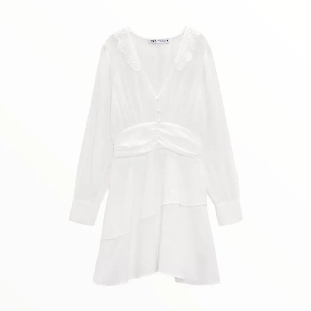 ZARA | White | OPENWORK EMBROIDERED MINI DRESS - Picture 2 of 10